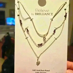 14kt Gold Flash Plated Cubic Zirconia 16",17" & 18"+2 Necklace